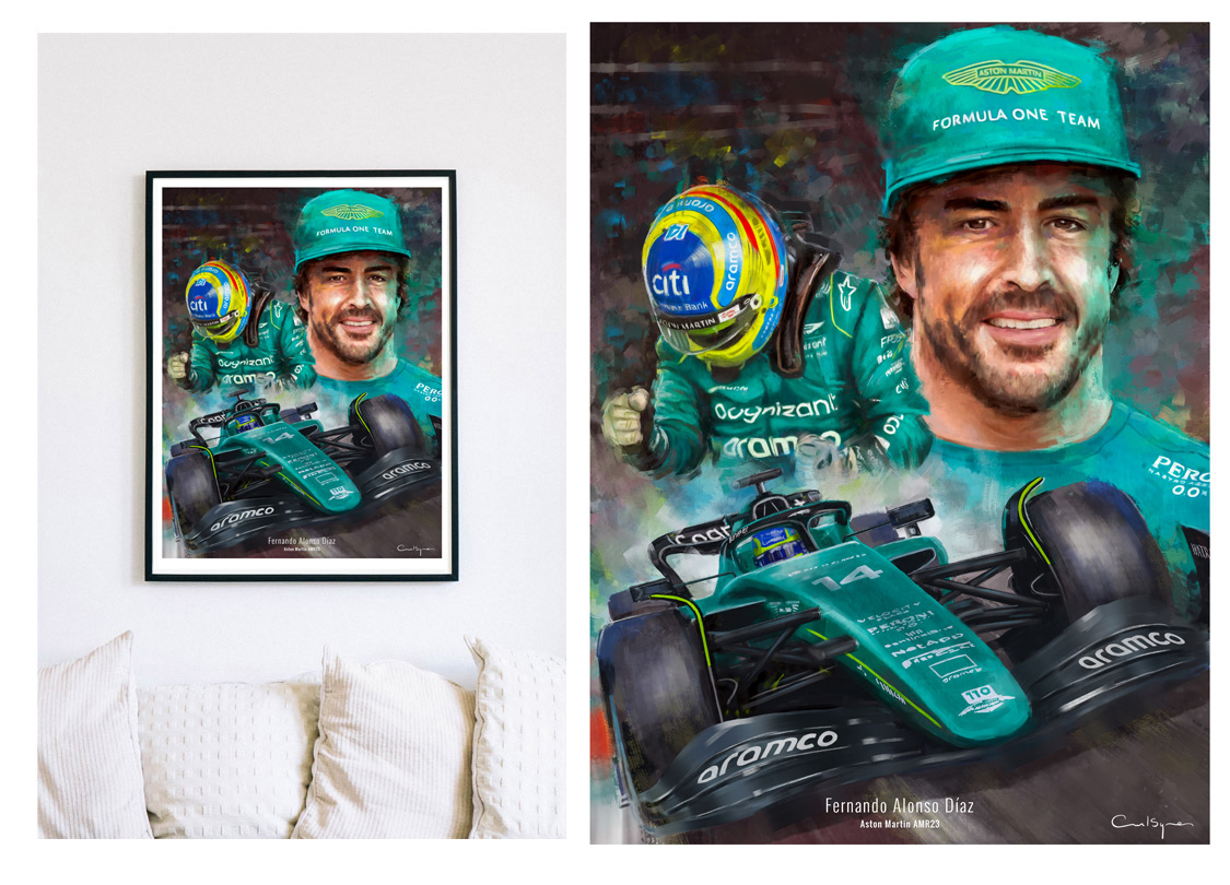 Fernando Alonso F1 Driver, Art Print